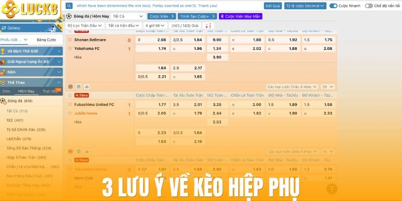 3 lưu ý về kèo hiệp phụ